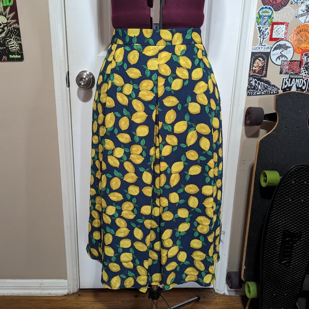 The Limited lemon printed midi skirt